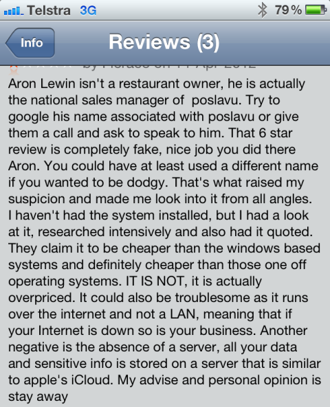 POS Lavu review from Apple App Store
