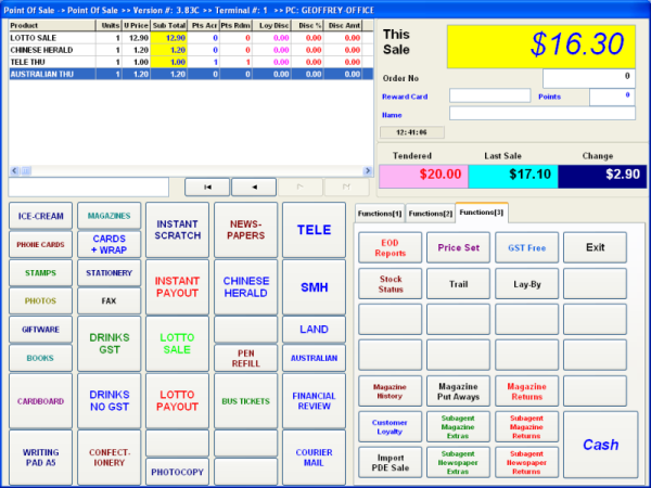 Newsagency POS Software - POS Screen (Functions - 3)