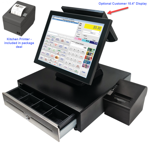 Tablet POS System 15" - Package D (Cafe, Restaurant, Fast Food, Hospitality - with Kitchen Printer)