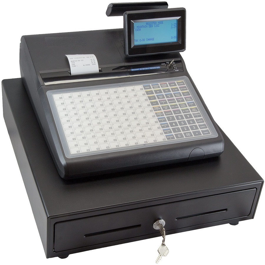 Cash Register ABM-340  - Twin Roll, 110 Item Flat Keyboard & LCD Display
