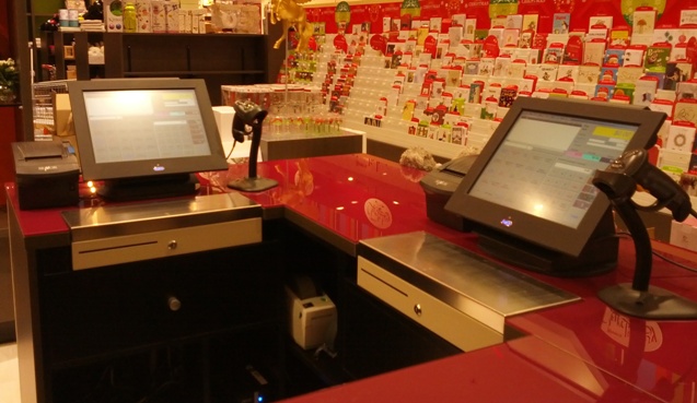 Two POS Terminals fitted into Store Counter